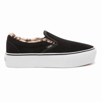 Női Vans Suede Classic Slip-On Platform Cipő VA1803647 Fekete/Leopárd